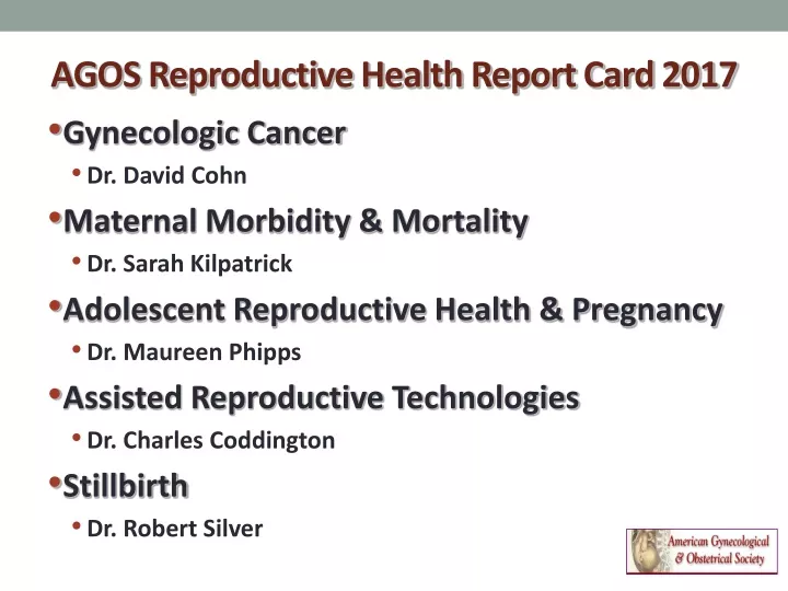 agos reproductive health report card 2017
