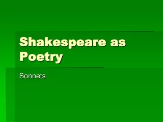 Shakespeare as Poetry