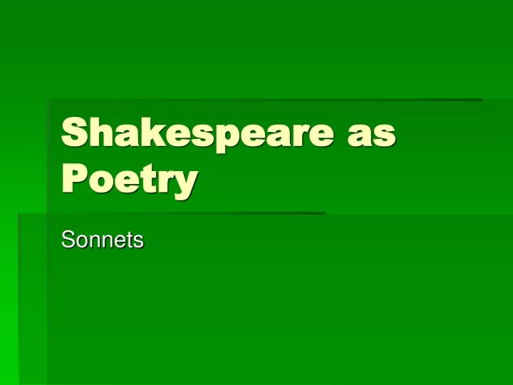 shakespeare as poetry