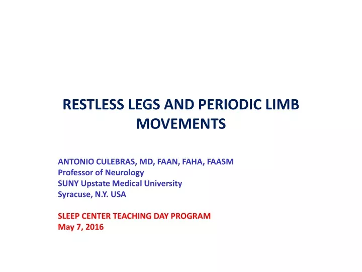 restless legs and periodic limb movements