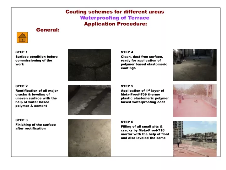 coating schemes for different areas waterproofing