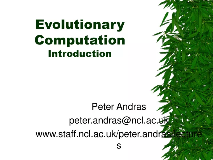 evolutionary computation introduction