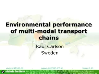 Environmental performance of multi-modal transport  chains