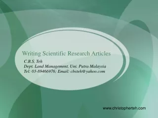 Writing Scientific Research Articles