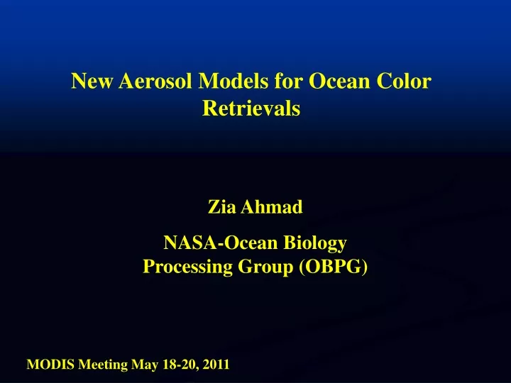 new aerosol models for ocean color retrievals