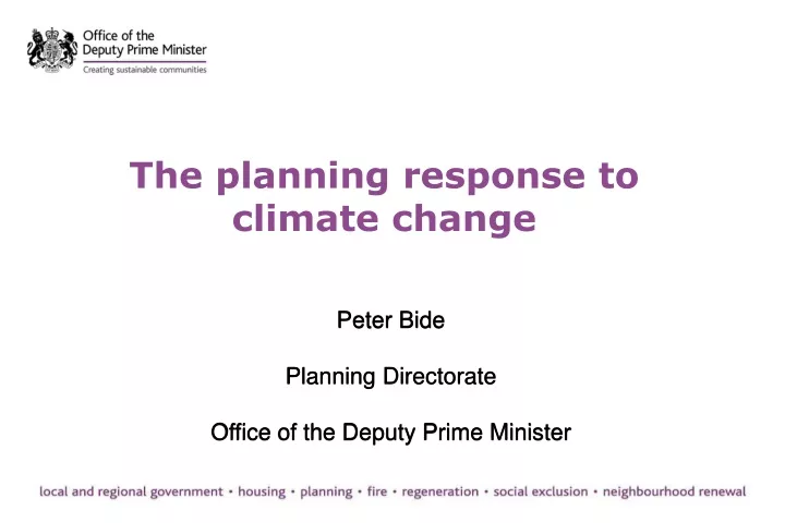 the planning response to climate change
