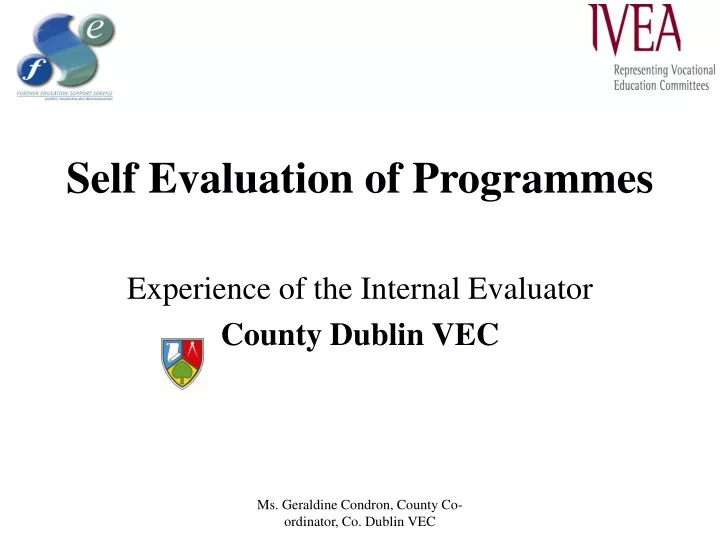 self evaluation of programmes