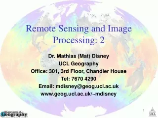 Remote Sensing and Image Processing:  2