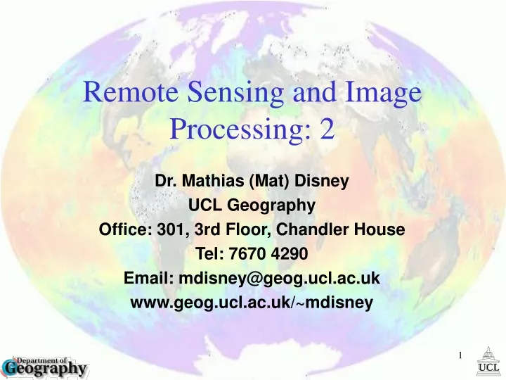 remote sensing and image processing 2
