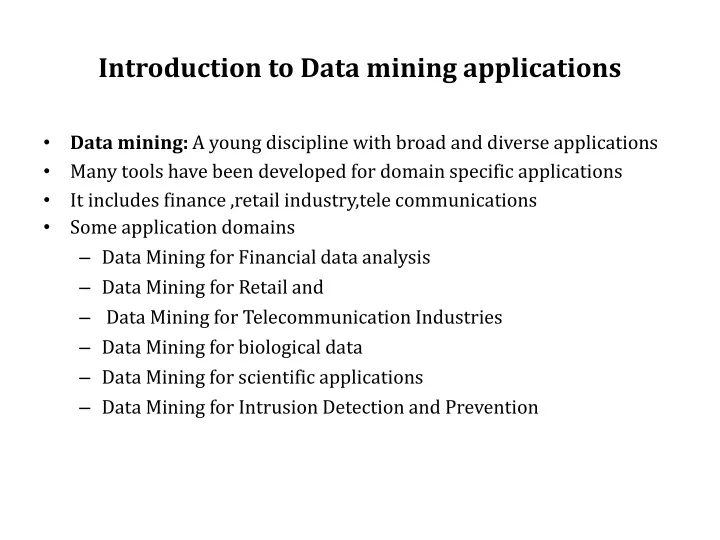 introduction to data mining applications