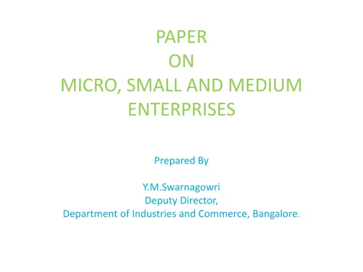 paper on micro small and medium enterprises