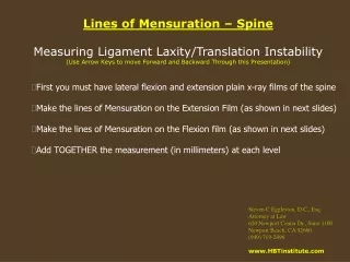 Lines of Mensuration – Spine Measuring Ligament Laxity/Translation Instability