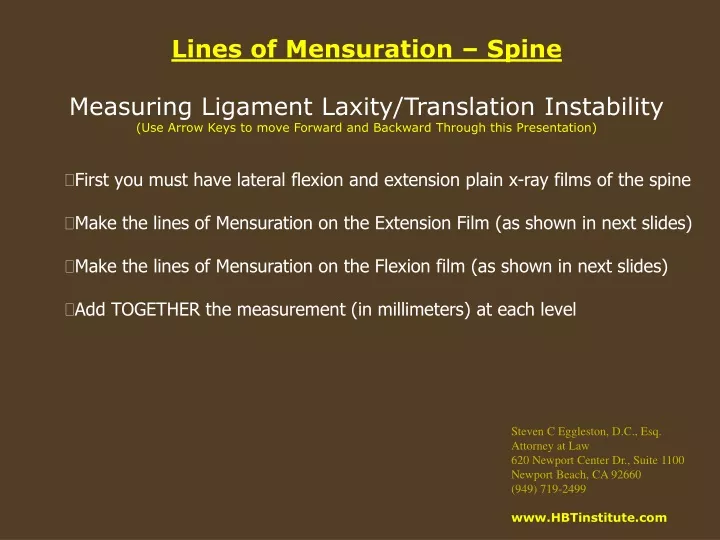 lines of mensuration spine measuring ligament