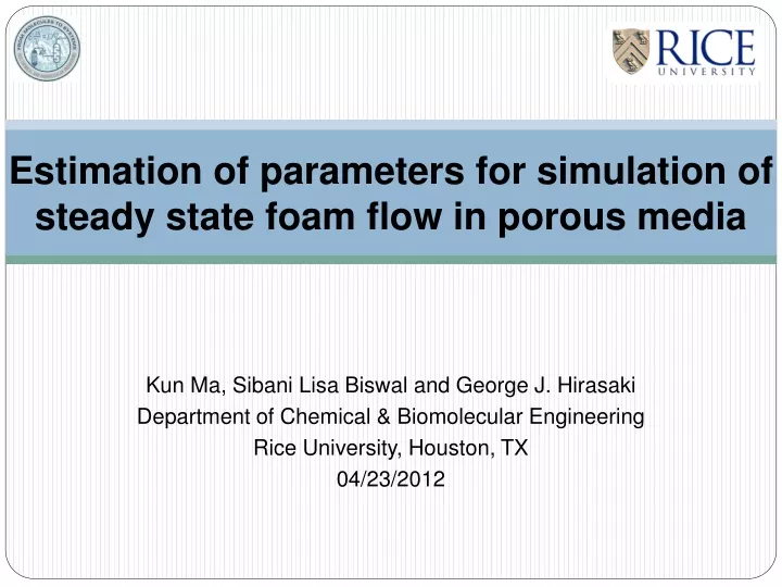 estimation of parameters for simulation of steady