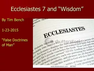 Ecclesiastes 7 and “Wisdom”