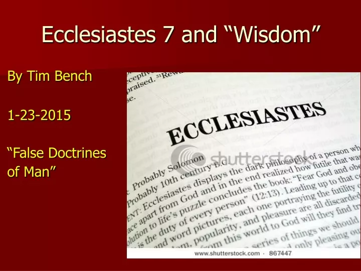 ecclesiastes 7 and wisdom