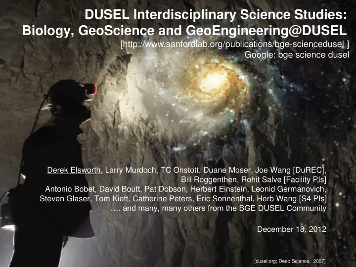 dusel interdisciplinary science studies biology geoscience and geoengineering@dusel