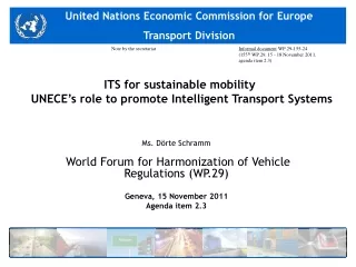 ITS for sustainable mobility   UNECE’s role to promote Intelligent Transport Systems