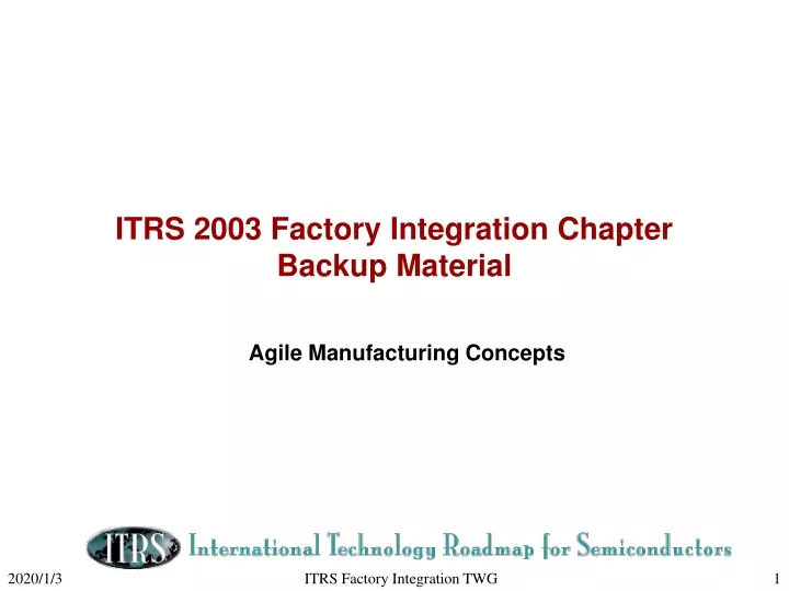 itrs 2003 factory integration chapter backup material