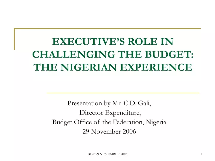 executive s role in challenging the budget the nigerian experience