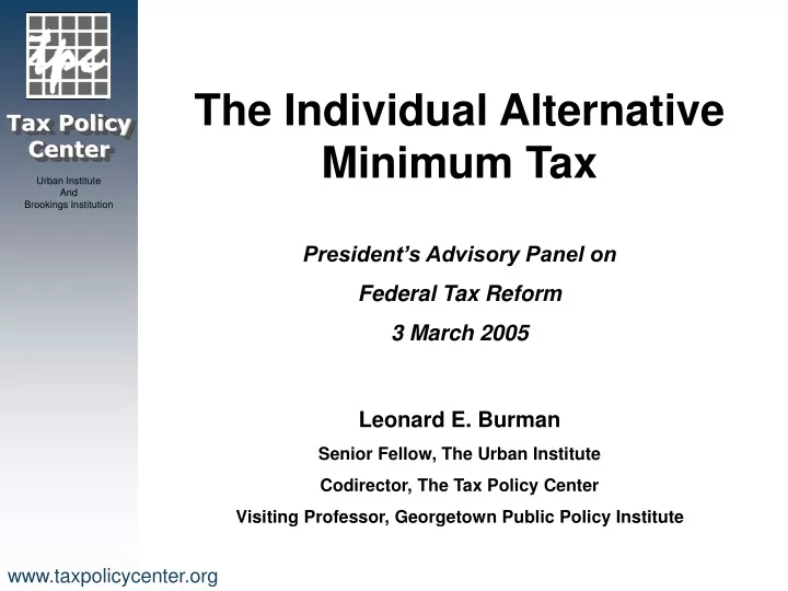 the individual alternative minimum tax president