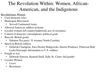 The Revolution Within: Women, African-American,  and the Indigenous