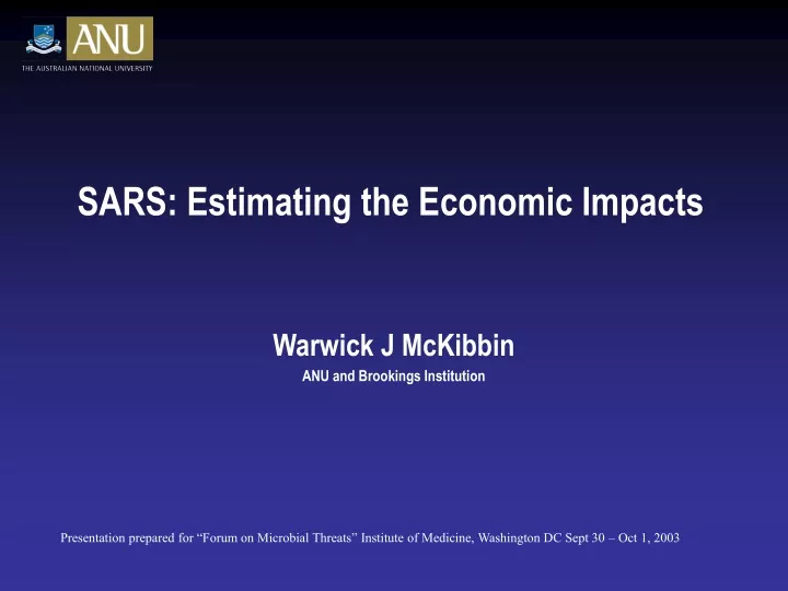 sars estimating the economic impacts