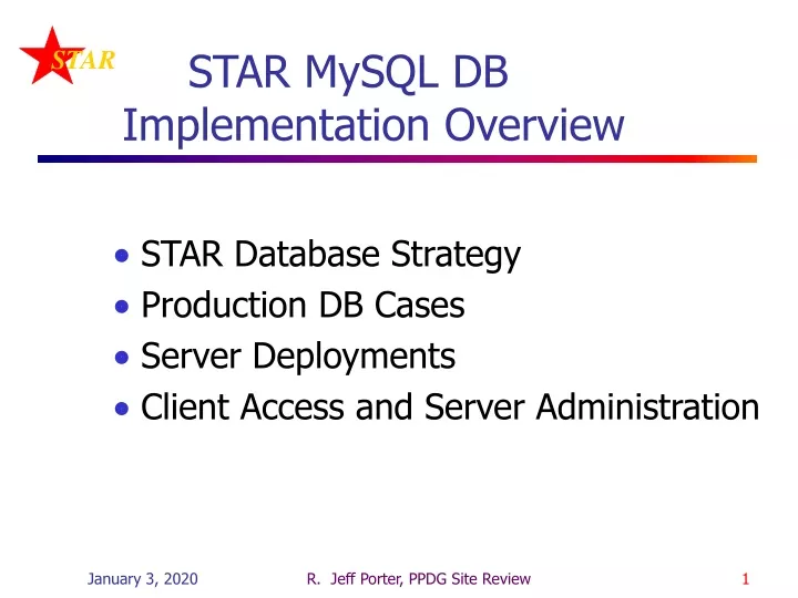 star mysql db implementation overview