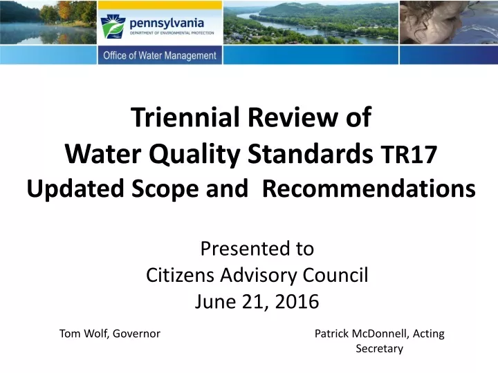 triennial review of water quality standards tr17 updated scope and recommendations