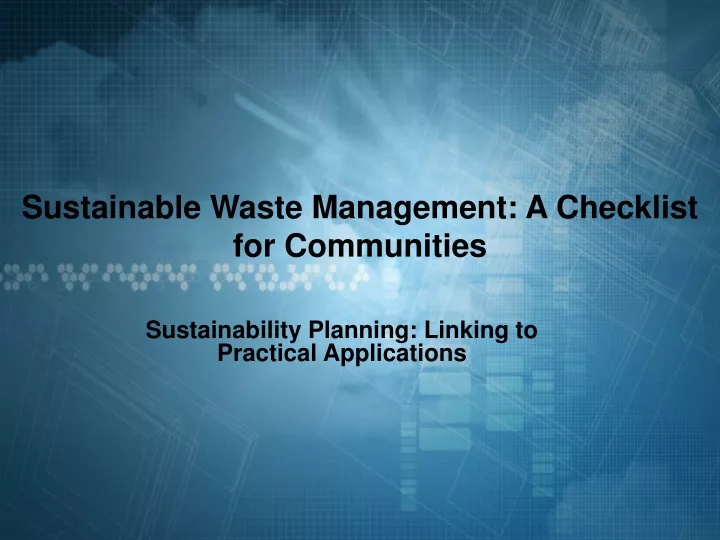 sustainable waste management a checklist for communities
