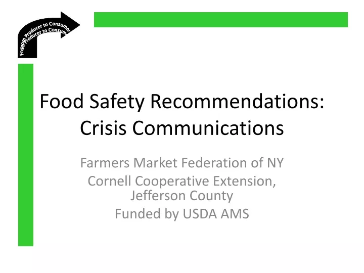 food safety recommendations crisis communications