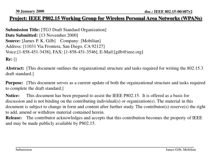 project ieee p802 15 working group for wireless