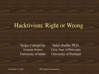 Hacktivism: Right or Wrong