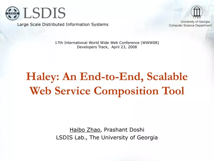 haley an end to end scalable web service composition tool