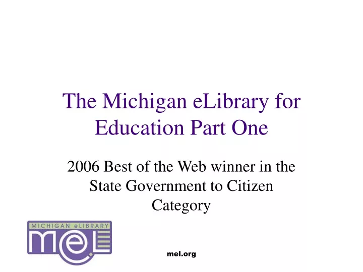 the michigan elibrary for education part one