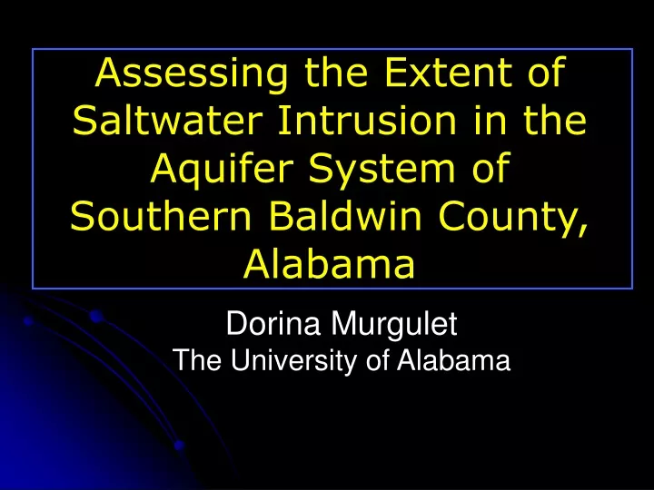 assessing the extent of saltwater intrusion
