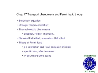 Chap 17 Transport phenomena and Fermi liquid theory