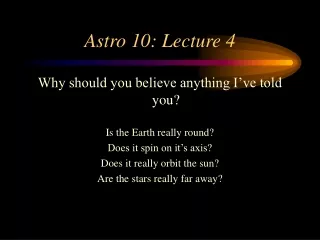 Astro 10: Lecture 4