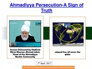 Ahmadiyya Persecution-A Sign of Truth