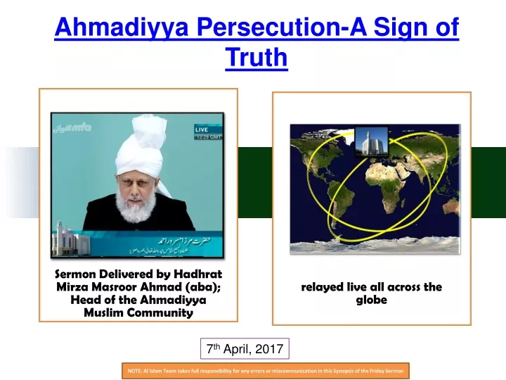 ahmadiyya persecution a sign of truth