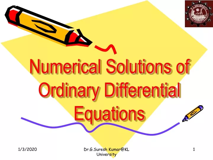 numerical solutions of ordinary differential equations