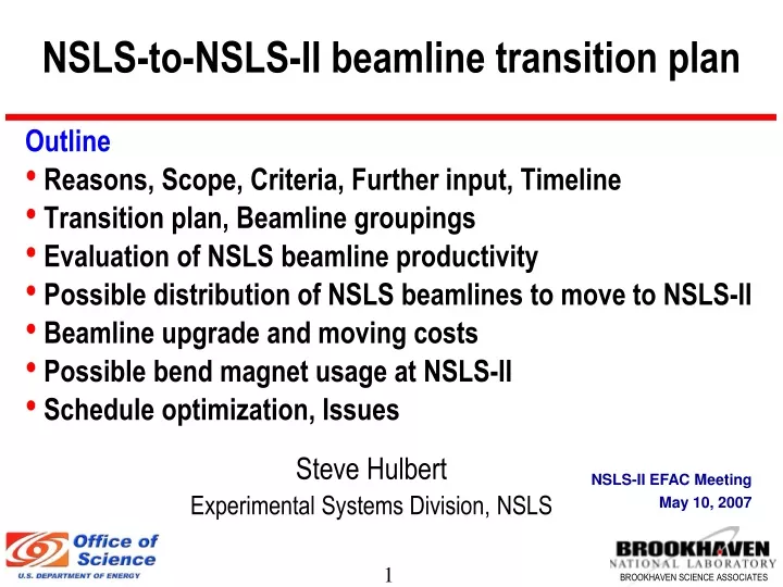nsls to nsls ii beamline transition plan