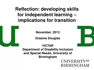 Reflection: developing skills for independent learning – implications for transition