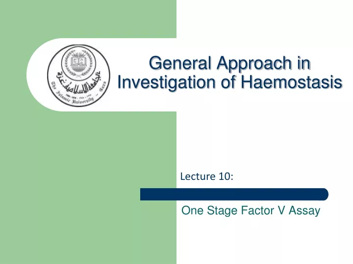 one stage factor v assay