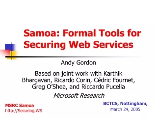 Samoa: Formal Tools for Securing Web Services