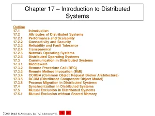 Chapter 17 – Introduction to Distributed Systems