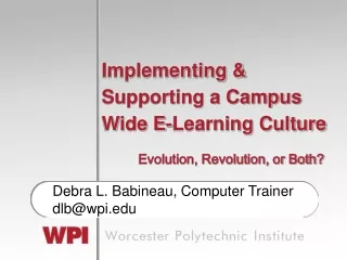 Implementing &amp; Supporting a Campus Wide E-Learning Culture