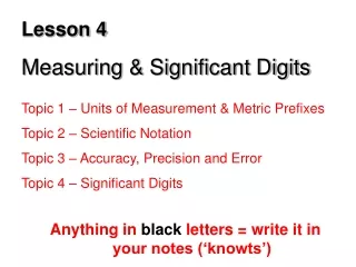 Lesson 4 Measuring &amp; Significant Digits