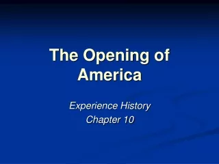 The Opening of America