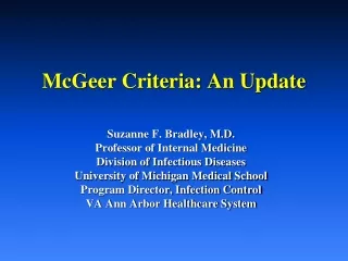 McGeer Criteria: An Update